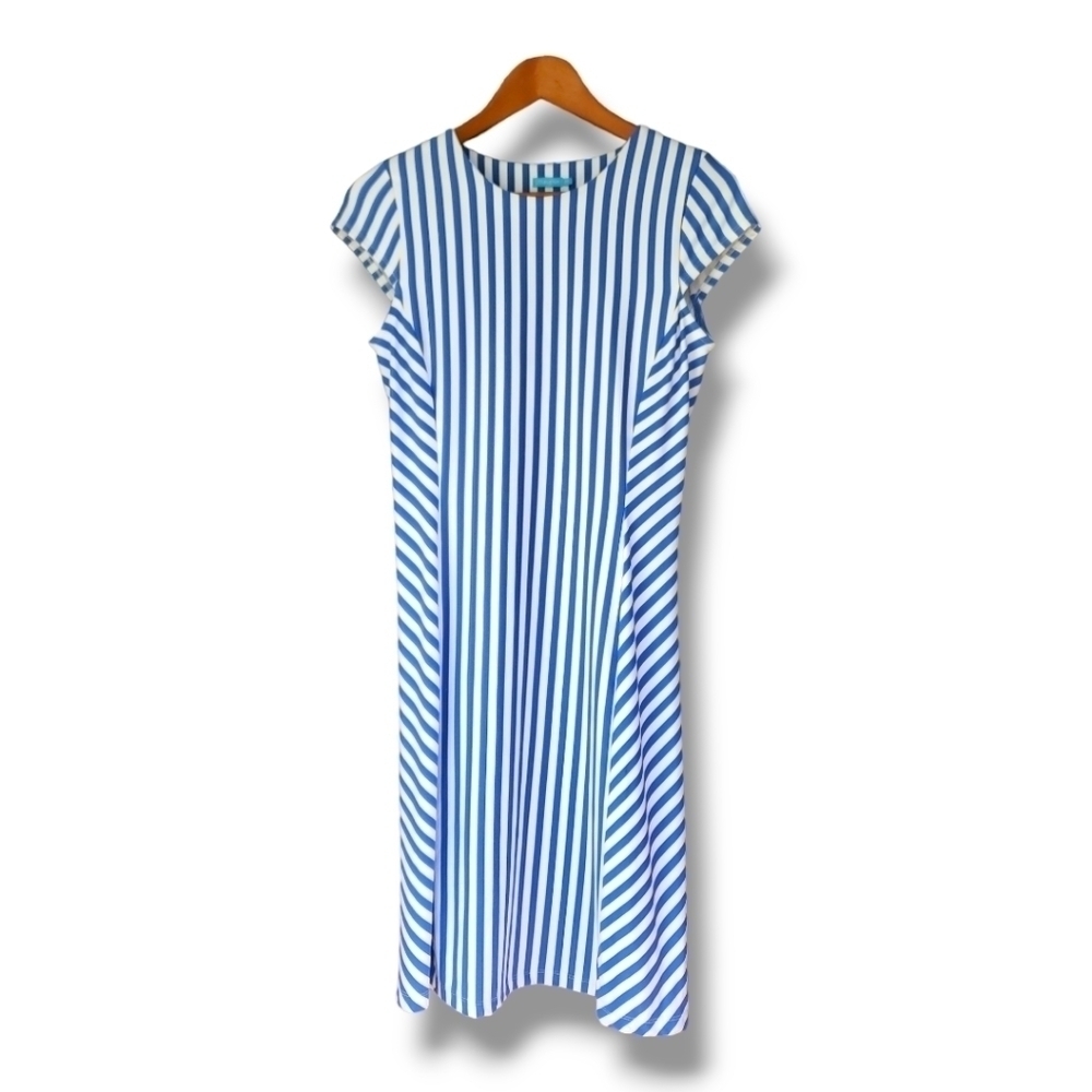 J. McLaughlin Helena Catalina Cloth Blue White Stripped Mini Dress Size XS - Picture 1 of 4